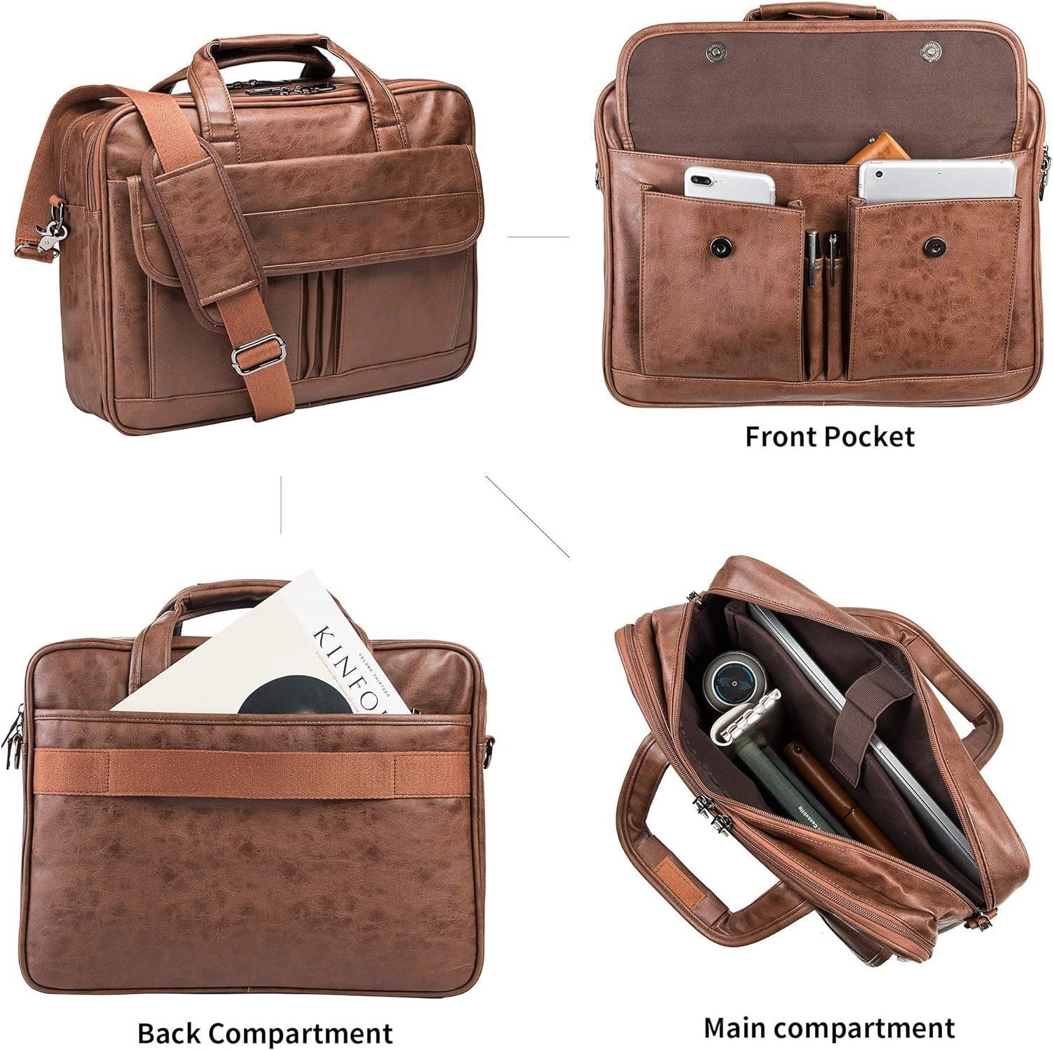 Men's Leather Messenger Bag Notebook - MONTIRES