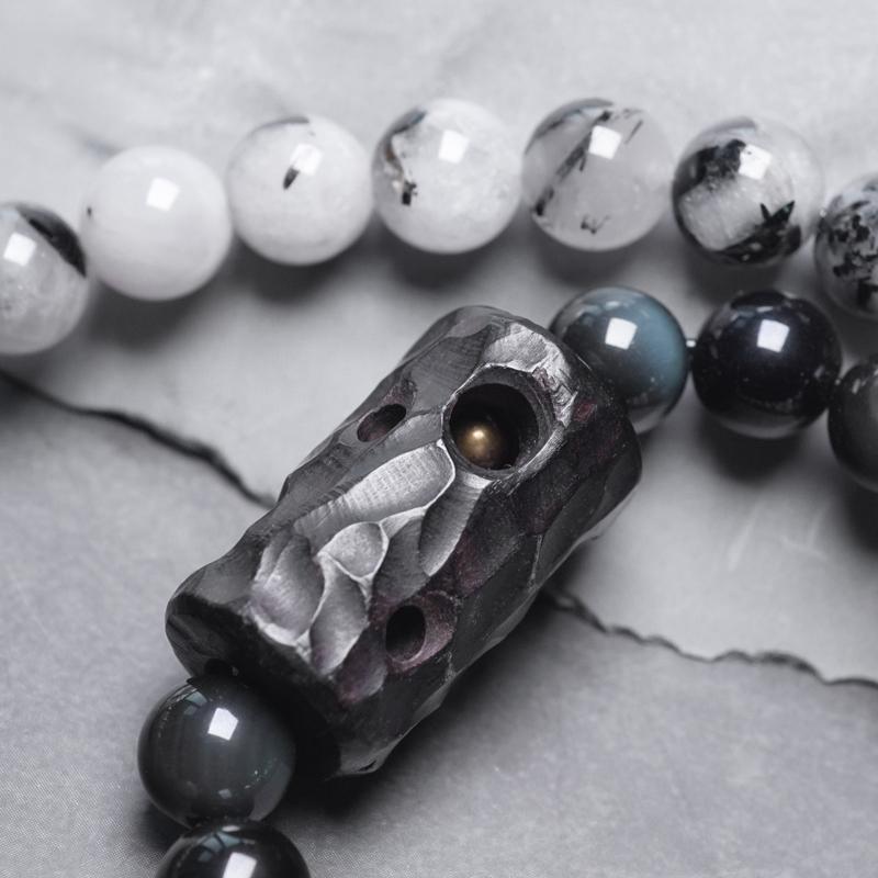 Ethnic Style Black Hair Crystal Bracelet White Crystal Tassel