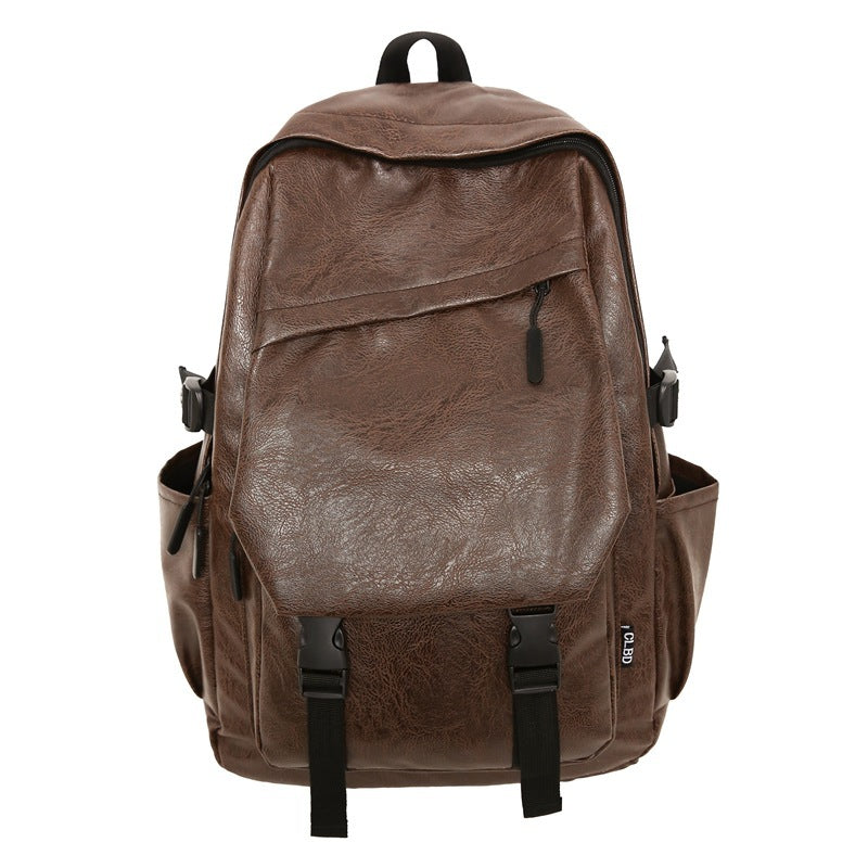 Waterproof PU Soft Leather Men's Business Backpack