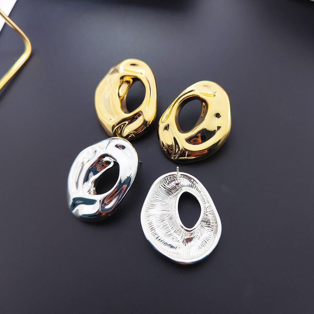 Retro Metal Irregular Ring Ear Studs