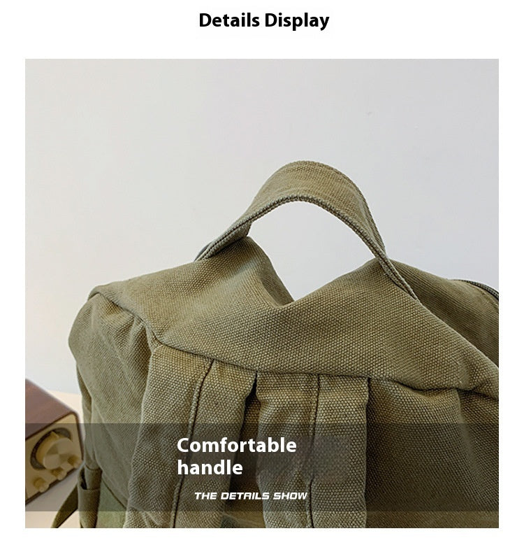 New Washed Canvas Backpack Women's Large Capacity Retro Trendy College Student
