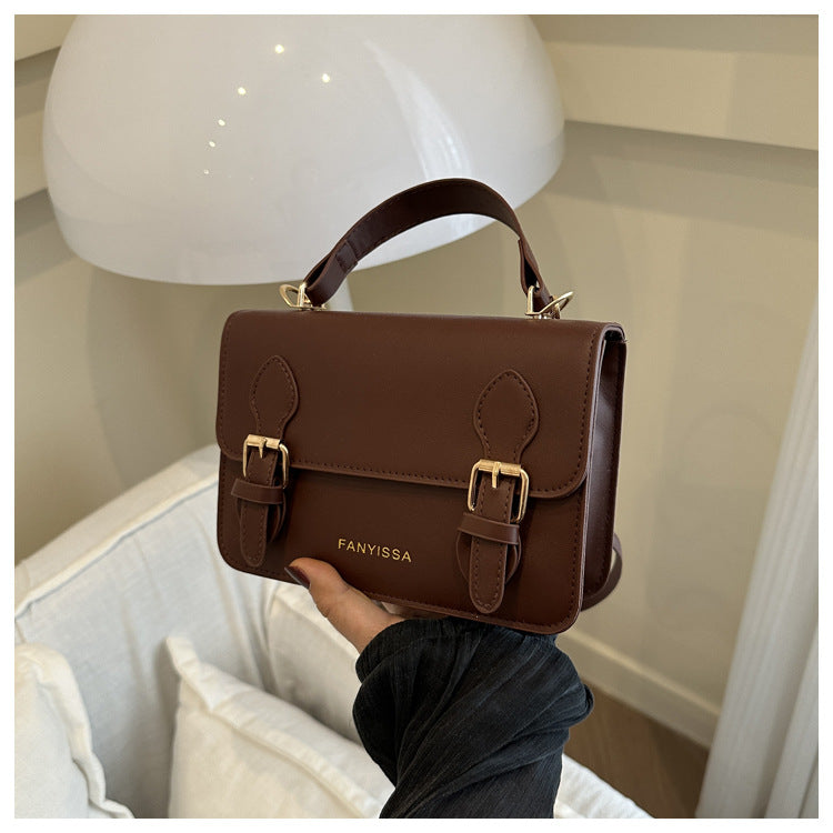 Women's Leather Crossbody Handbag – Vintage Small Shoulder Bag with Top Handle
