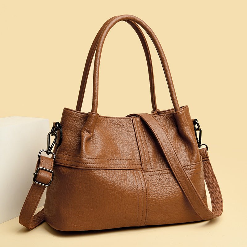 Women's Soft Leather Commuter Tote Bag Simple Shoulder Messenger Bag - MONTIRES