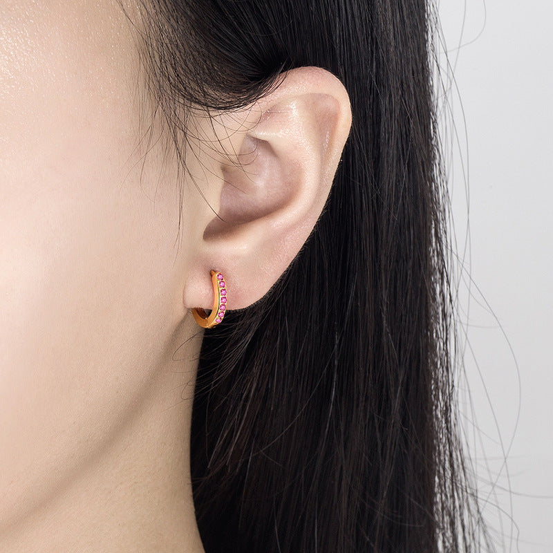 European And American Cold Circle Color Zircon Earrings