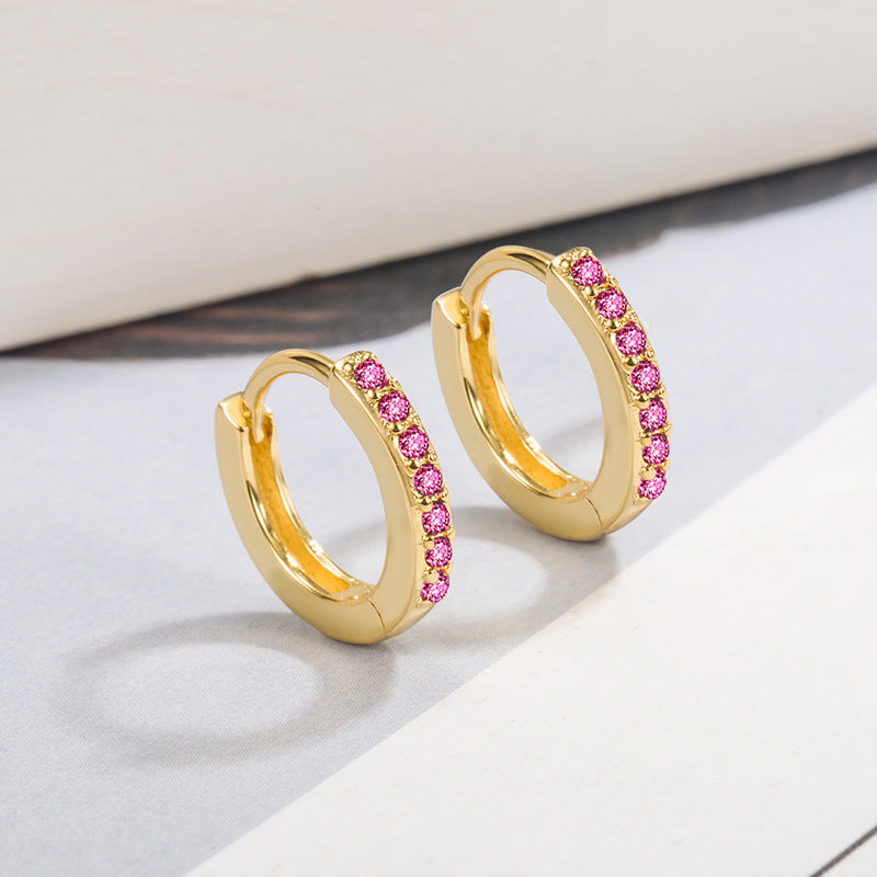 European And American Cold Circle Color Zircon Earrings