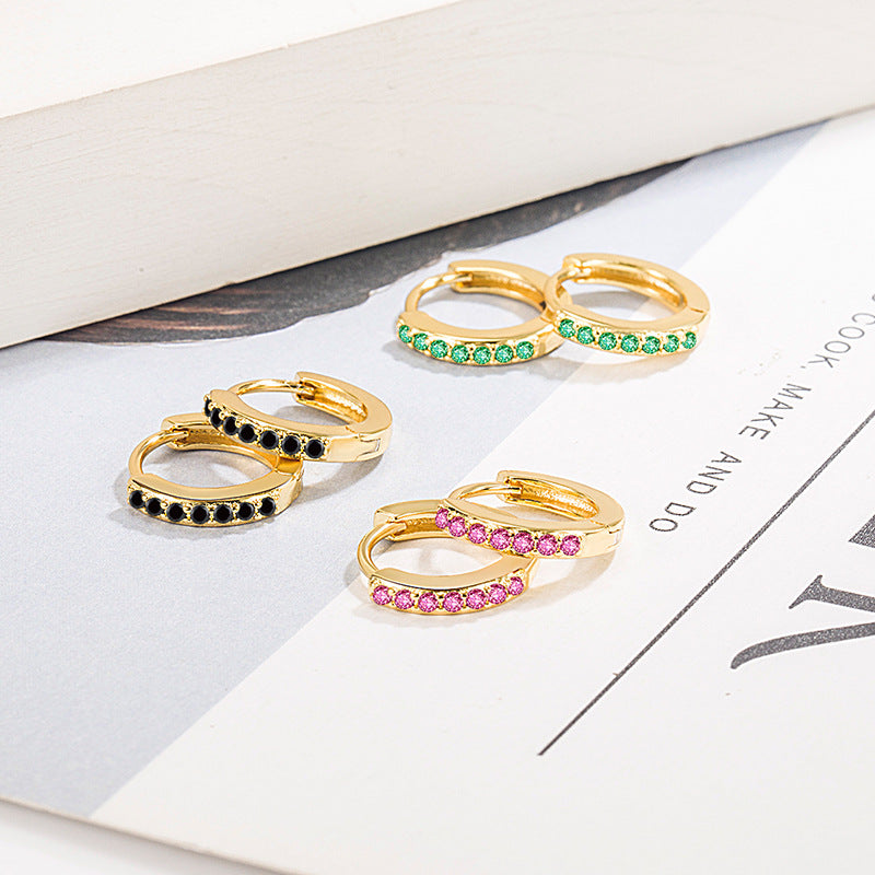 European And American Cold Circle Color Zircon Earrings
