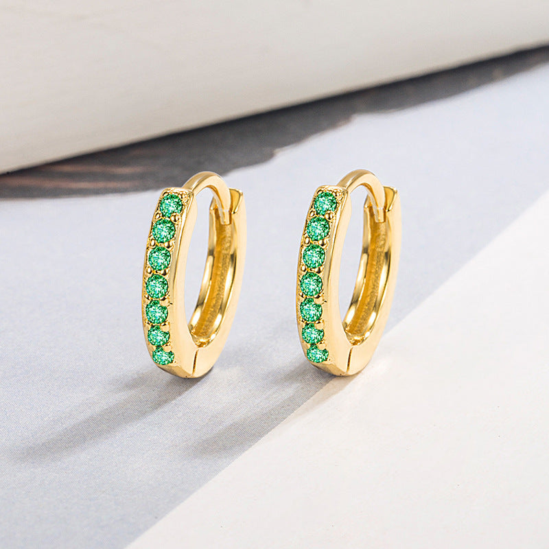 European And American Cold Circle Color Zircon Earrings