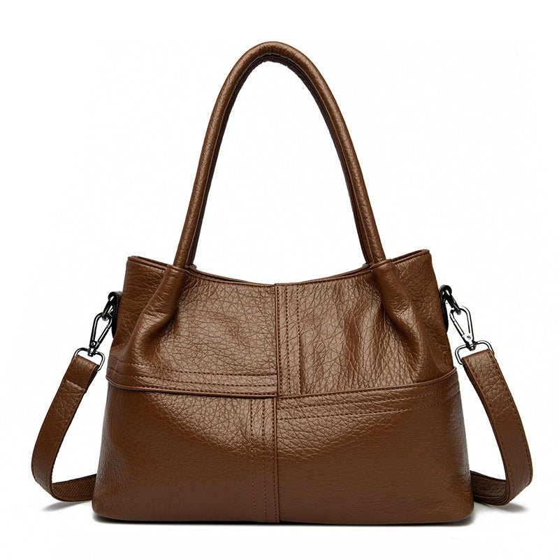 Women's Soft Leather Commuter Tote Bag Simple Shoulder Messenger Bag - MONTIRES