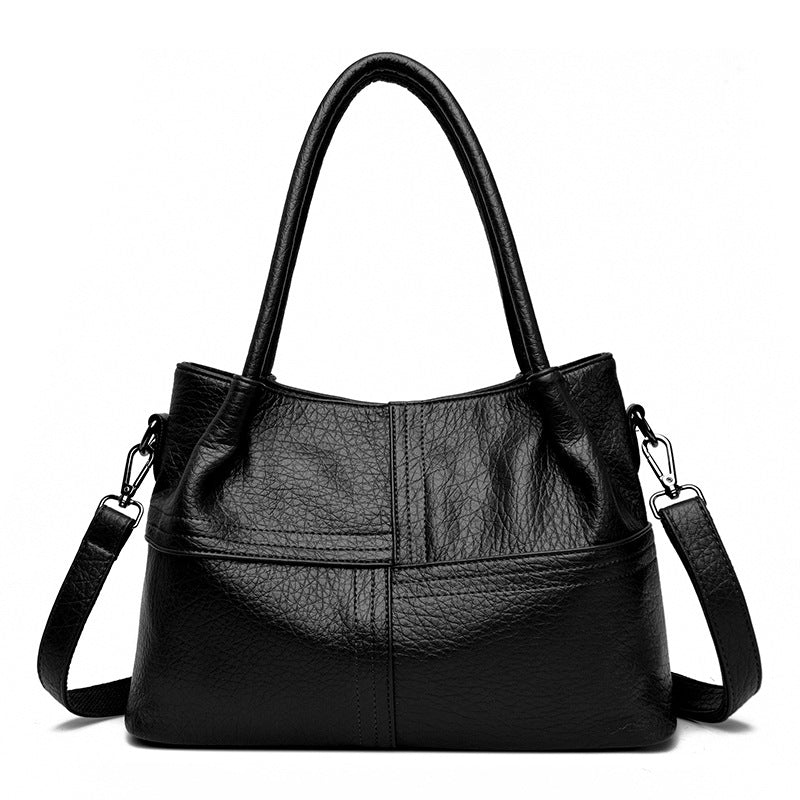 Women's Soft Leather Commuter Tote Bag Simple Shoulder Messenger Bag - MONTIRES