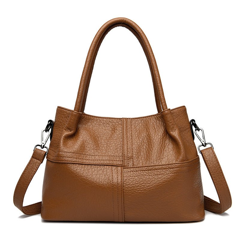 Women's Soft Leather Commuter Tote Bag Simple Shoulder Messenger Bag - MONTIRES