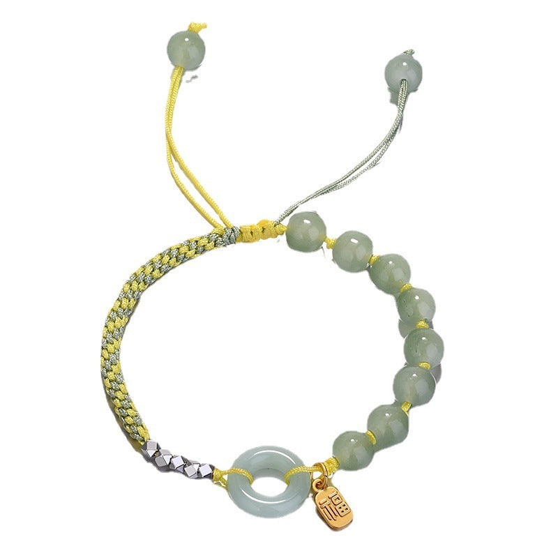 Hand-woven Hetian Jade Silver Bracelet