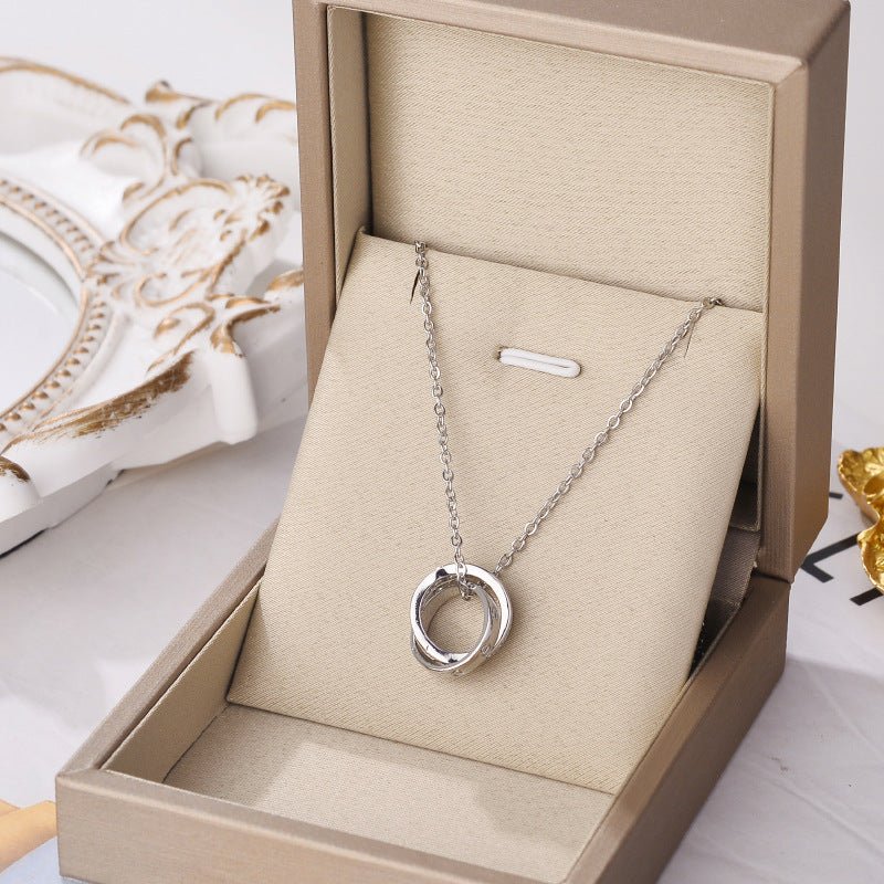 Double Ring Titanium Steel Necklace For Women - MONTIRES