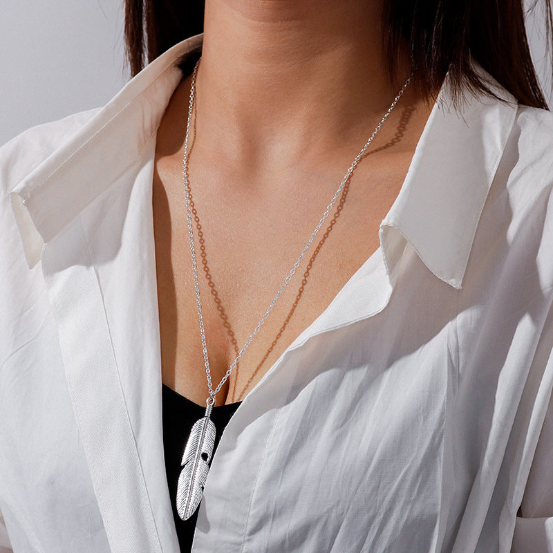 Retro Feather Tassel Necklace For Women