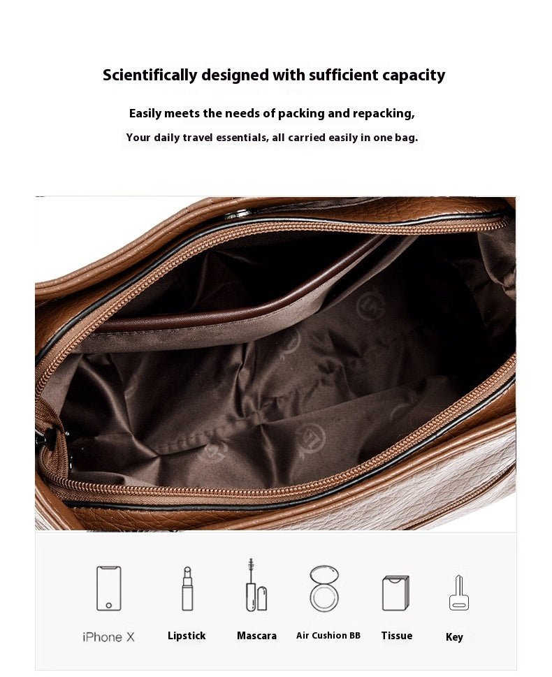 Women's Soft Leather Commuter Tote Bag Simple Shoulder Messenger Bag - MONTIRES
