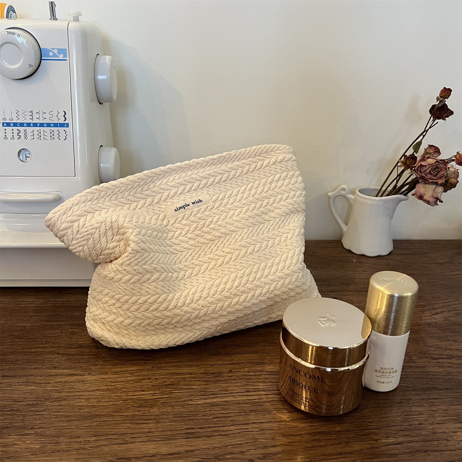 Ear Of Rice Woven Fabric Cosmetic Bag
