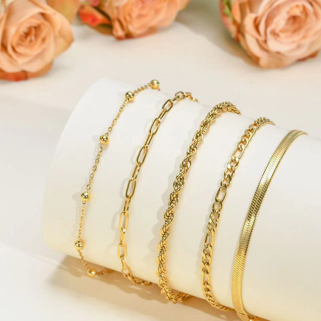 Stainless Steel 5-piece Set Simple Bracelet Does Not Fade