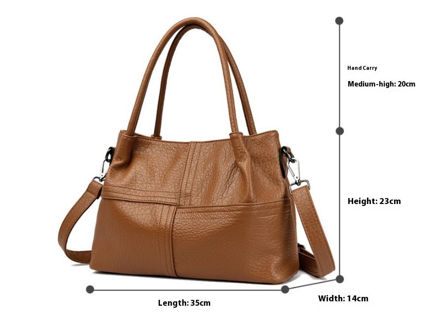 Women's Soft Leather Commuter Tote Bag Simple Shoulder Messenger Bag - MONTIRES