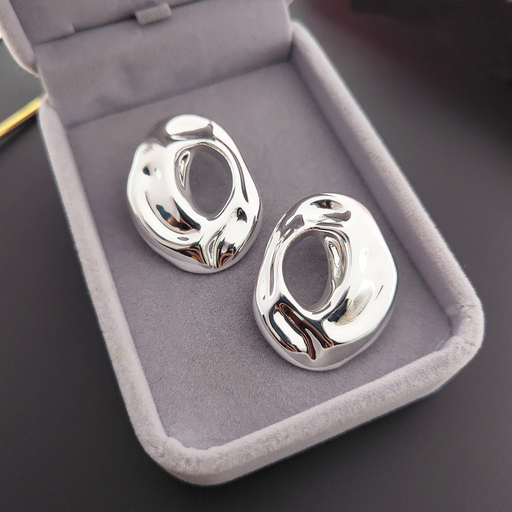 Retro Metal Irregular Ring Ear Studs