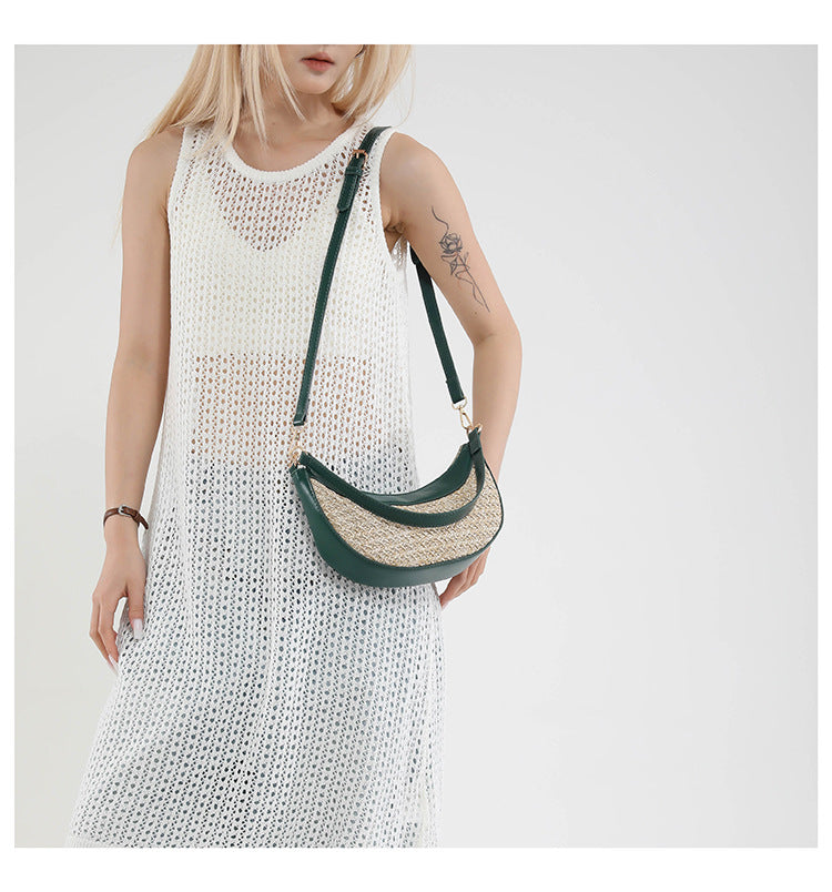 High-grade Straw Special-interest Design Shoulder Crossbody Dumpling Bag