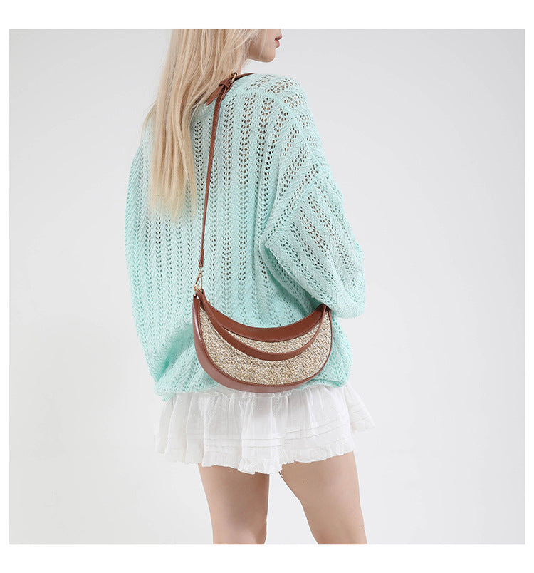 High-grade Straw Special-interest Design Shoulder Crossbody Dumpling Bag