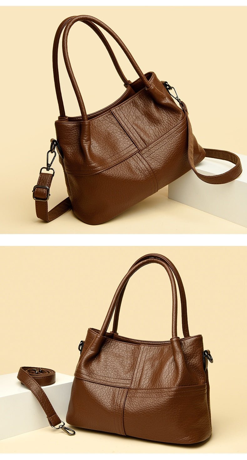 Women's Soft Leather Commuter Tote Bag Simple Shoulder Messenger Bag - MONTIRES