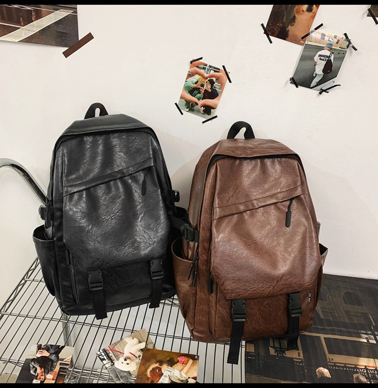 Waterproof PU Soft Leather Men's Business Backpack