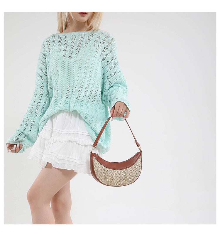 High-grade Straw Special-interest Design Shoulder Crossbody Dumpling Bag